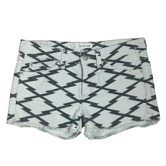 Isabel Marant Etoile White & Gray Rhombus Cut Off Denim Shorts NWOT - Picture 4 of 12